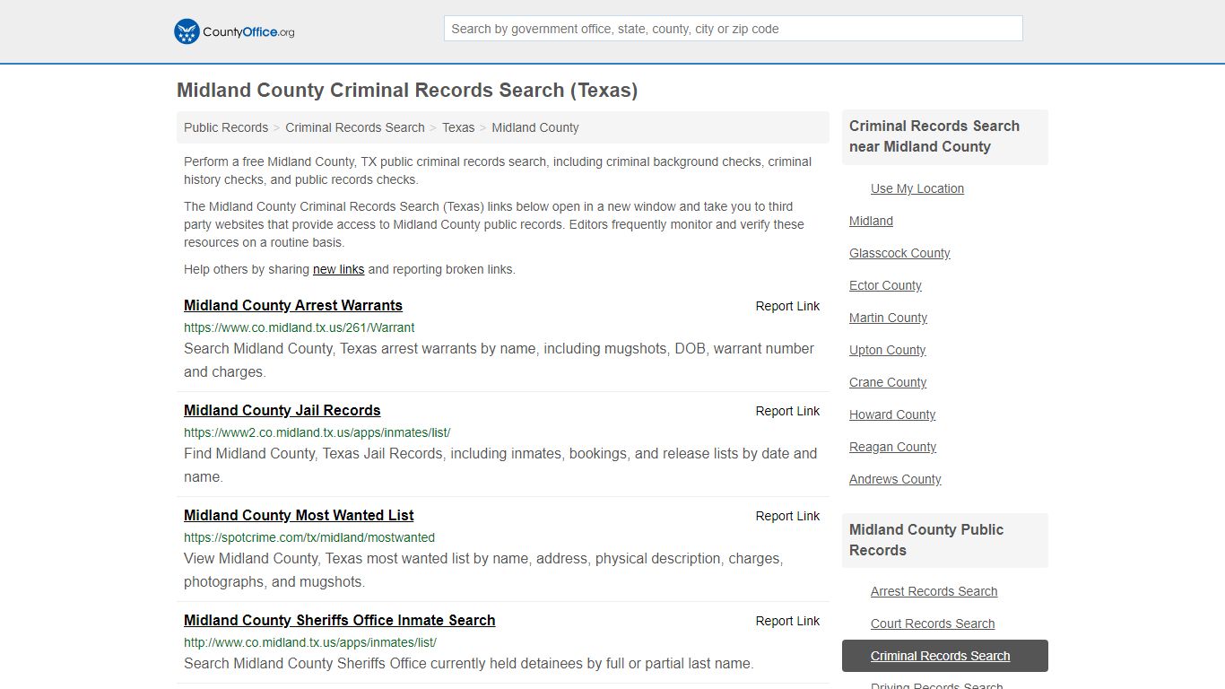 Criminal Records Search - Midland County, TX (Arrests ...
